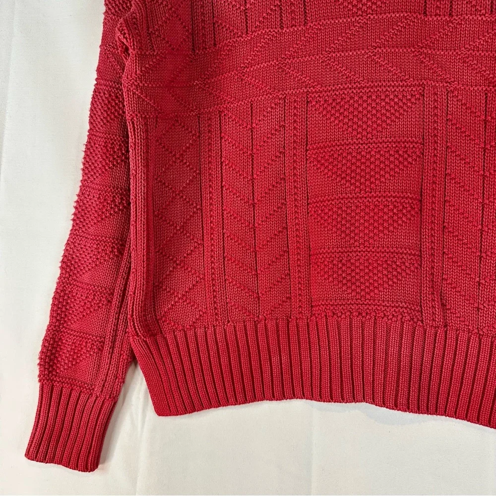 POLO RALPH LAUREN Men’s Size M Sweater Crew Neck Cotton Pullover Red Cable Knit